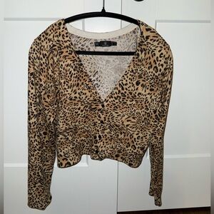 Volcom Tan Leopard Print Cardigan